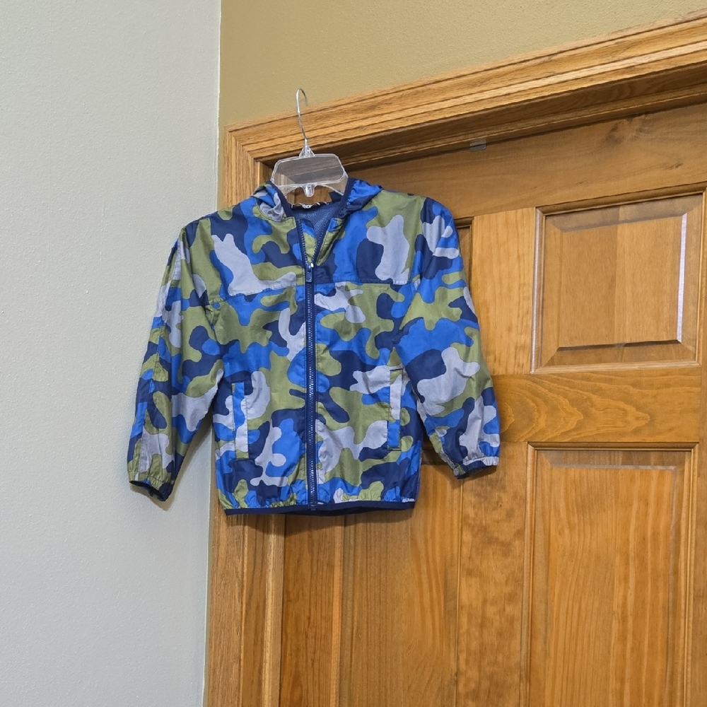 Lands' End Blue and Green Camo Kids Jacket